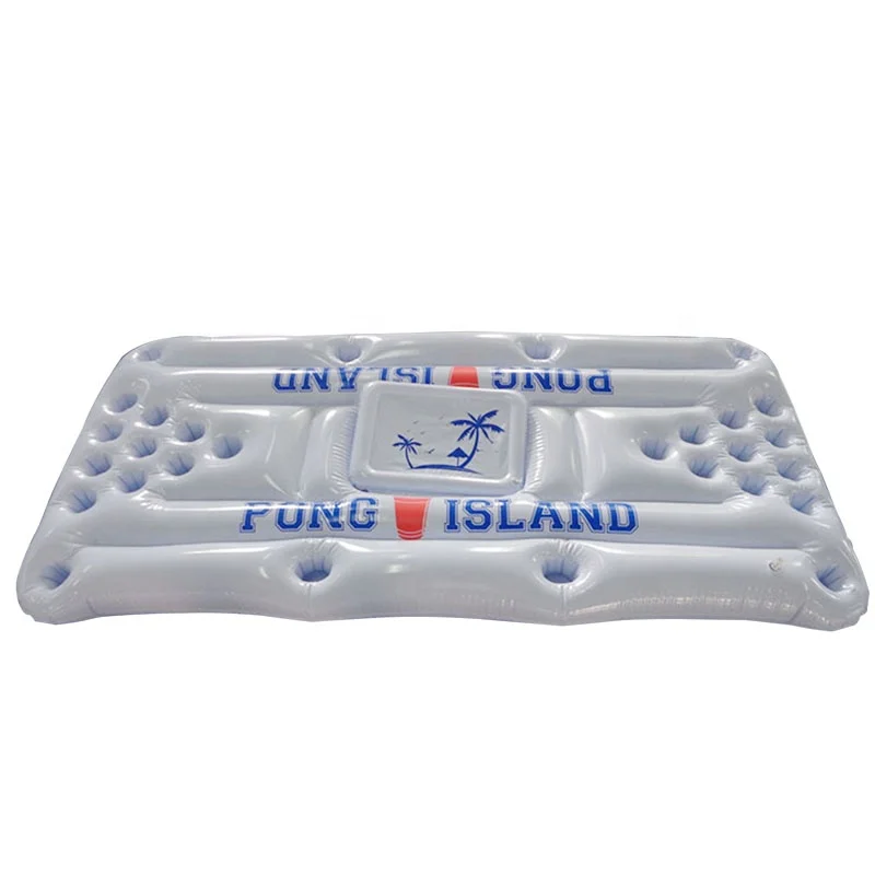 

Inflatable beer pong float tables Float Summer Water Party inflatable pool mattress with cooler, White