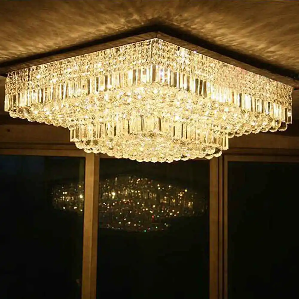 Modern hotel luxury large ceiling surface mounted crystal chandelier