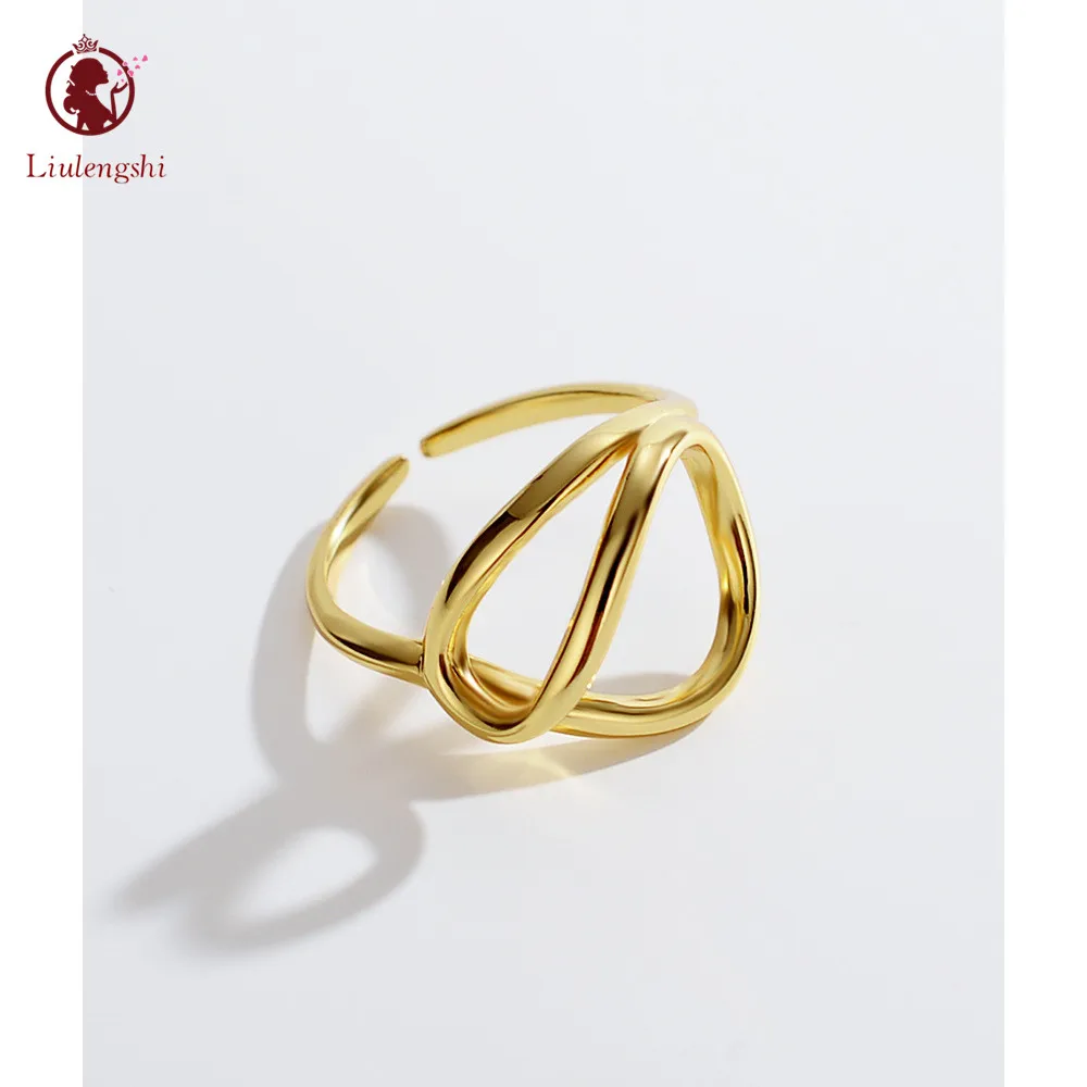 

Fashion Unique Style 925 Sterling Silver Weave Line Interweave Ring Gold Plated Smooth Line Twist Ring For Women