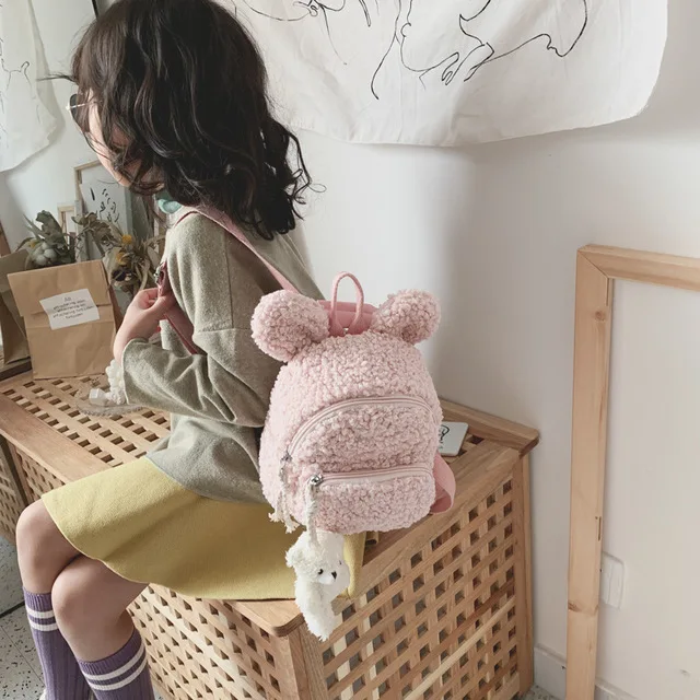 

Light Backpack Small Solid Color Plush Gifts Rabbit Bear School Bag 2021 Kids Backpack School Bag For Kids