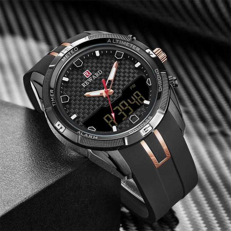 

Reward High quality outdoor sport man electronic digital big watch Cheap price black silicone waterproof quartz Orologio digital
