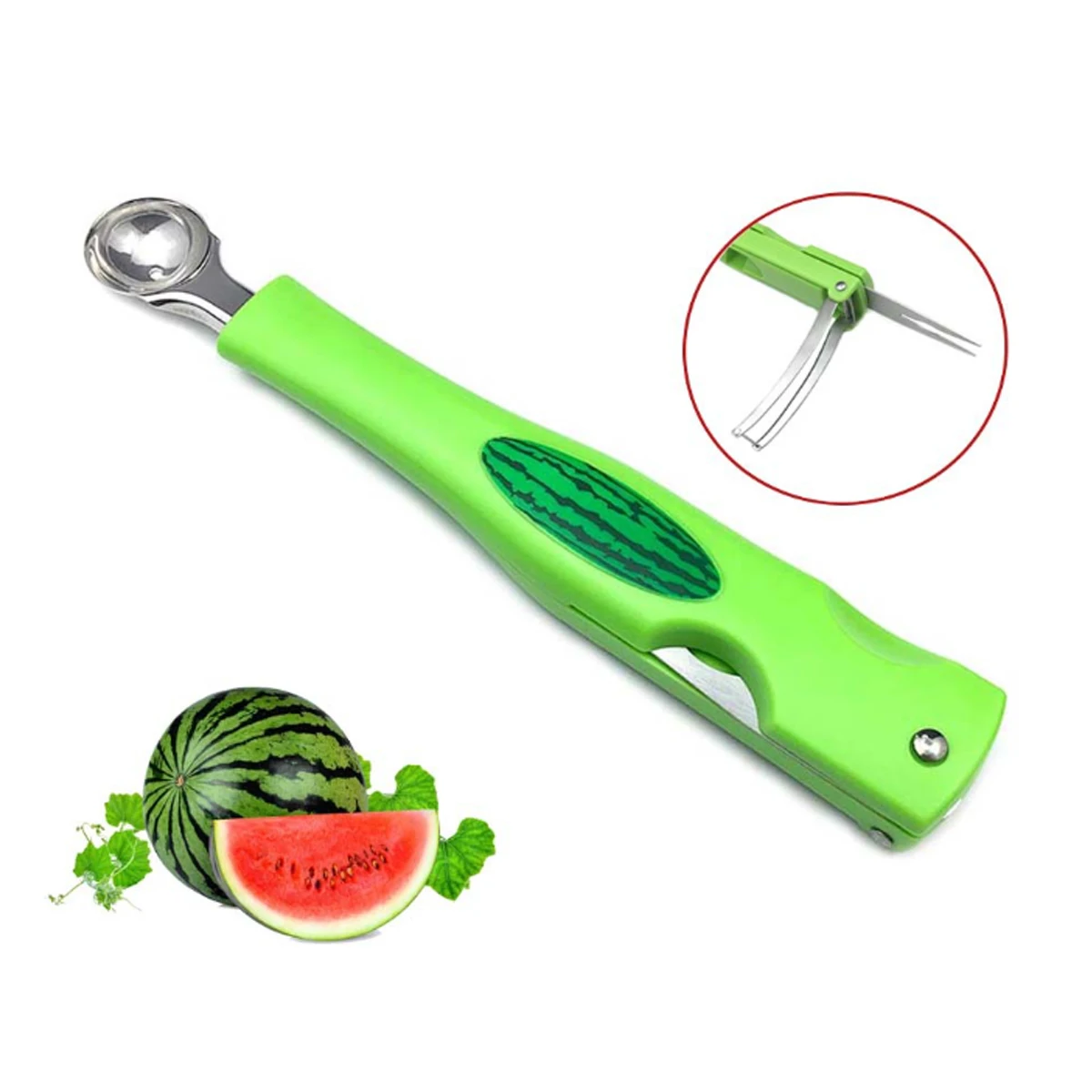 

Dropshipping 3 IN 1 Watermelon Splitter Pulp Spoon Fruit Ball Digger 304 Stainless Steel Household Cutting Manual Kitchen Tool