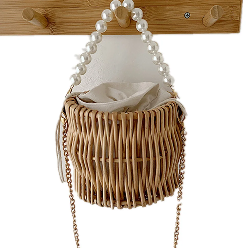 

Woven Bag Straw Shoulder Bag Small Beach Handbags Women Summer Hollow Handmade Messenger Dinner Bags, Natural