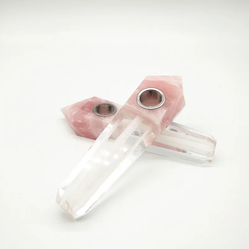 

Crystal quartz stone pipe smoking rose quartz melting crystal clear joint smoke pipe for healing, Colorful