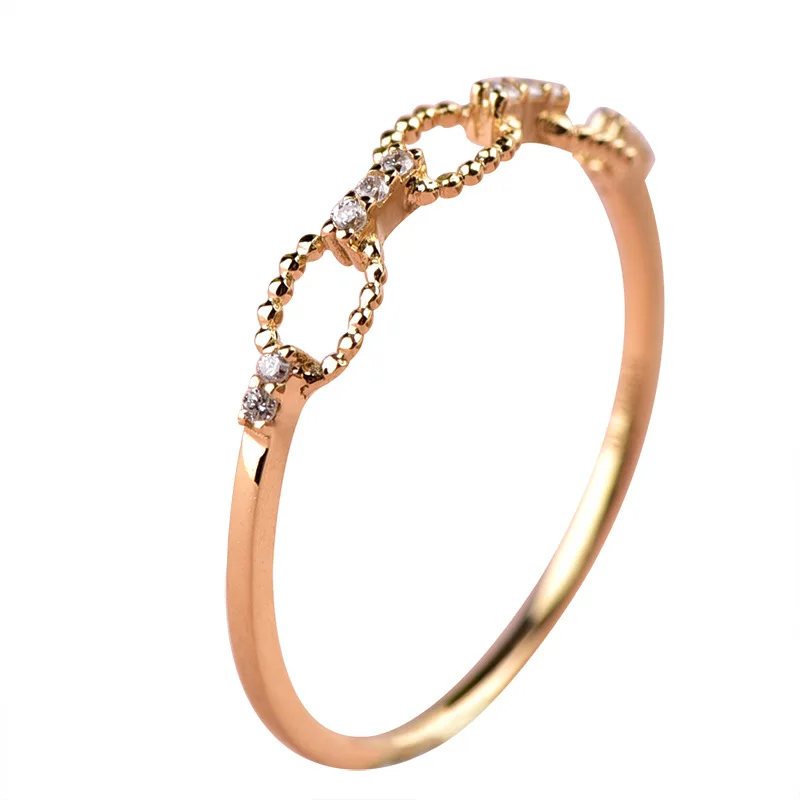 

18K gold simple hollow square ring real diamond ring, White gold