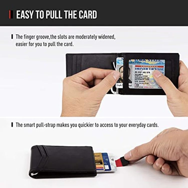 
Simple Design Ultra Thin Minimalist Mens Slim Front Pocket Bifold Wallet Card Case Money Clip Wallet with RFID Blocking 