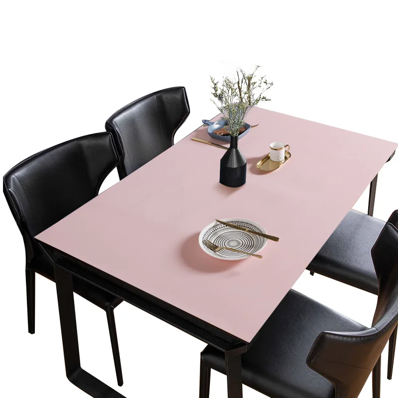 

solid color pu leather tablecloth Waterproof oilproof rectangular table mat custom table protector