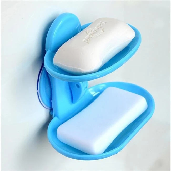 

Models Double Bathroom Strong Sucker Double Layers Soapbox Draining Holder Soap Dish