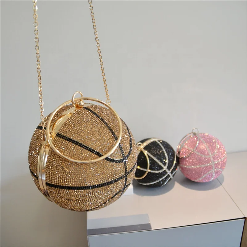 

wholesale women fashion luxury shoulder purse bag clutch bag basketball shape ball bags, 3 color options