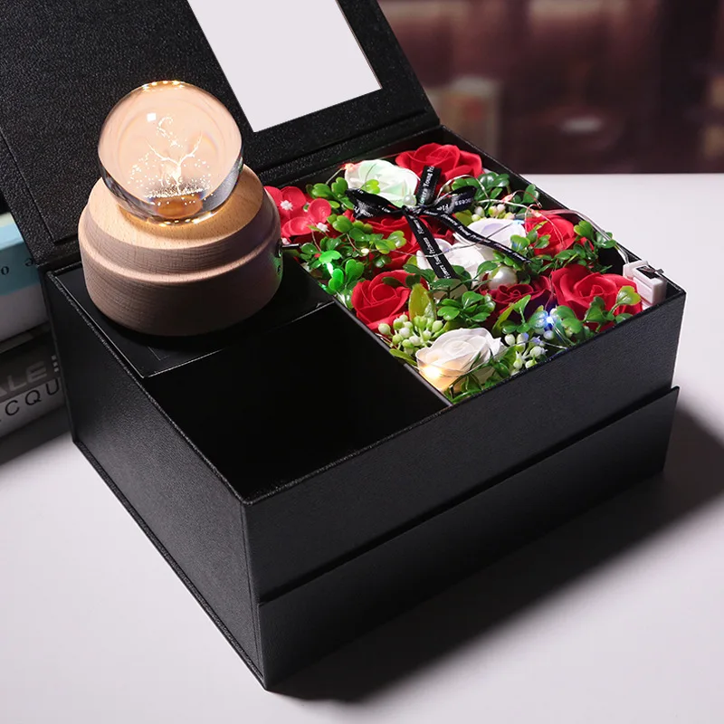 

Promotion gift rose flower box and light for Valentine's Day