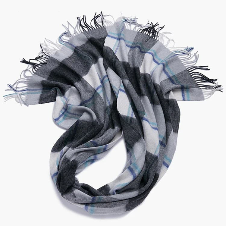 Checked Wool Scarf Shawl