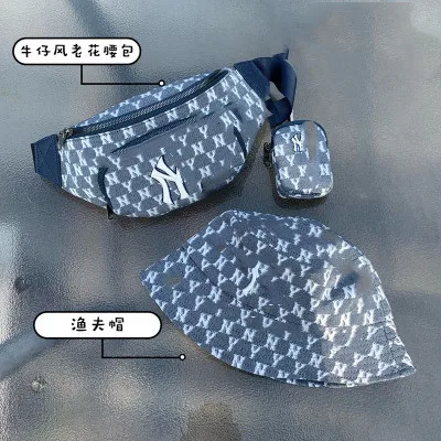 

Denim belt bag denim retro NY embroidered chest bag shoulder female lipstick mobile phone belt bag, Mixed color