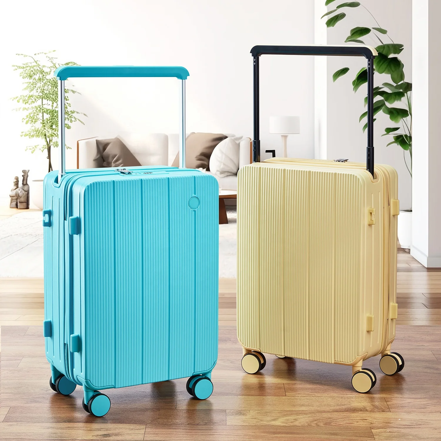 Wide Trolley USB Charging Port Suitcases PC Material Top Quality Trolley Luggage Sets 20/24inch New Design Durable Luggage
