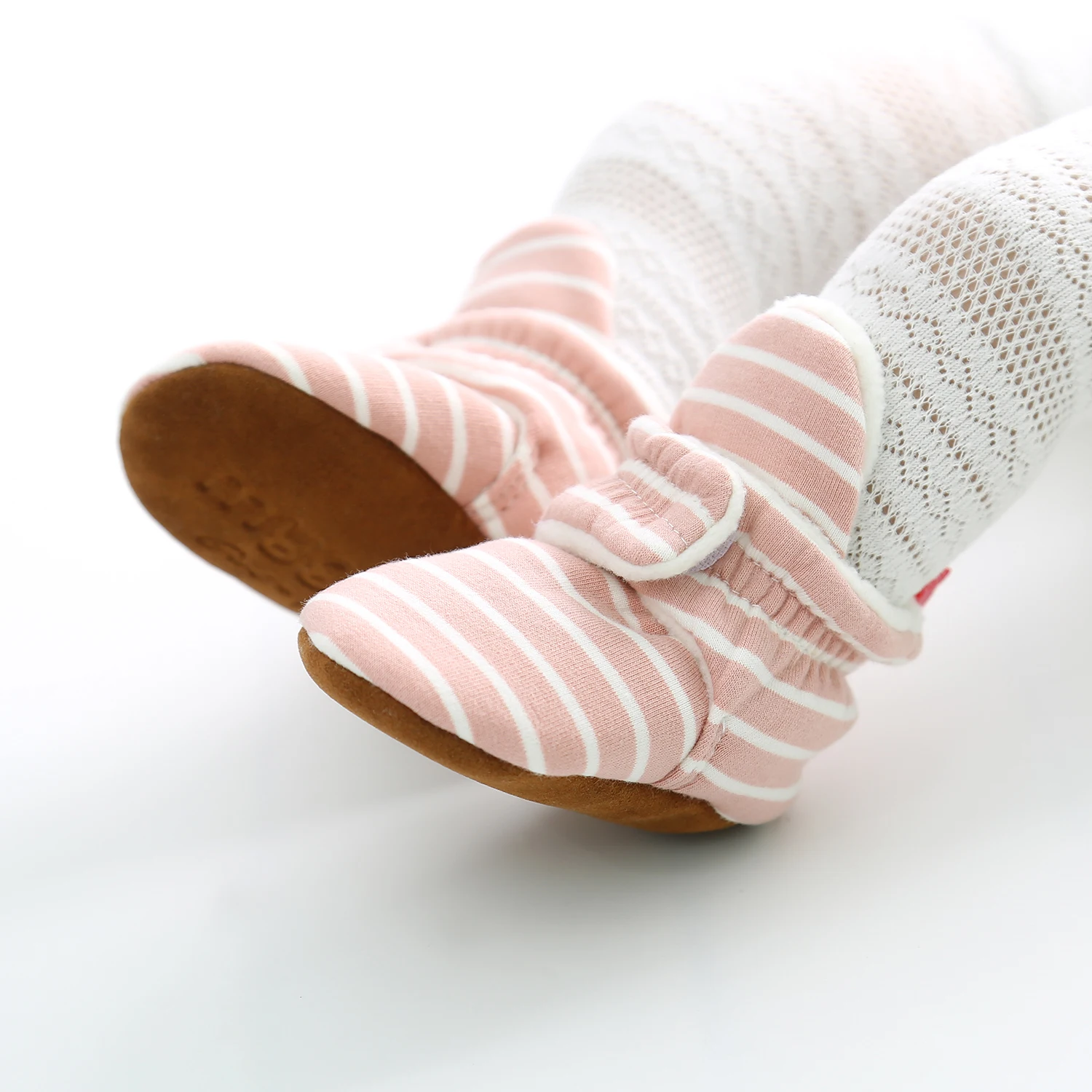 

CALICOKIKI Newborn Baby Shoes Striped Knitted Fabric 0-1 years Old Infant Soft Sole Shoes winter Warm Boots for Toddler