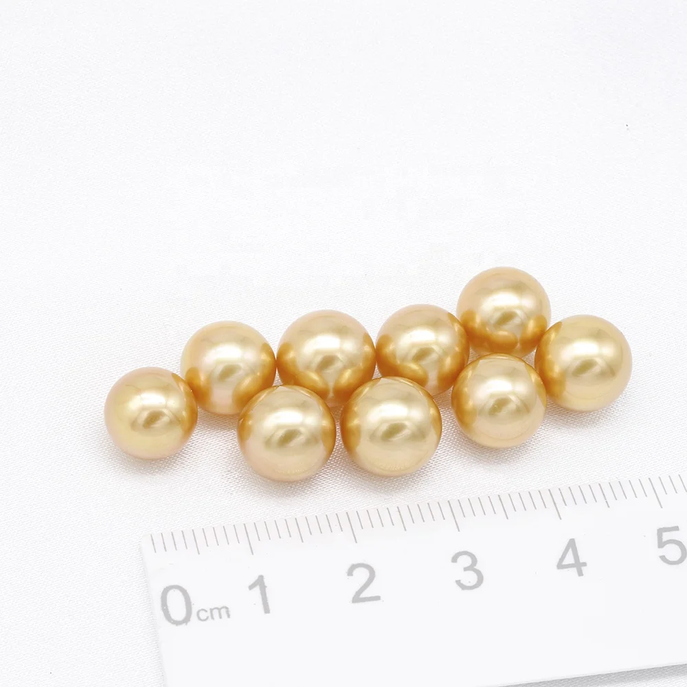 

Philippine gold color pearl AAAAA grade perfect round 10-11mm saltwater cultured loose pearls high quality