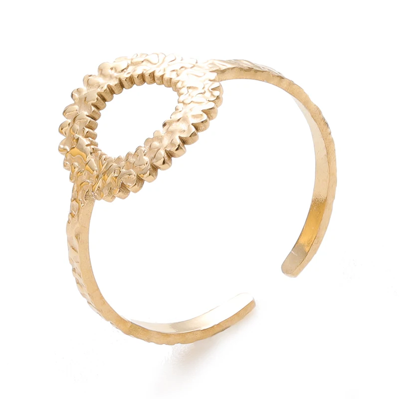

JR0092 Amazon hot sale stainless steel gold round hollow rings jewelry Free Sample