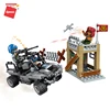 Qman military toy soldier building blocks Break through warning line series with 3 characters