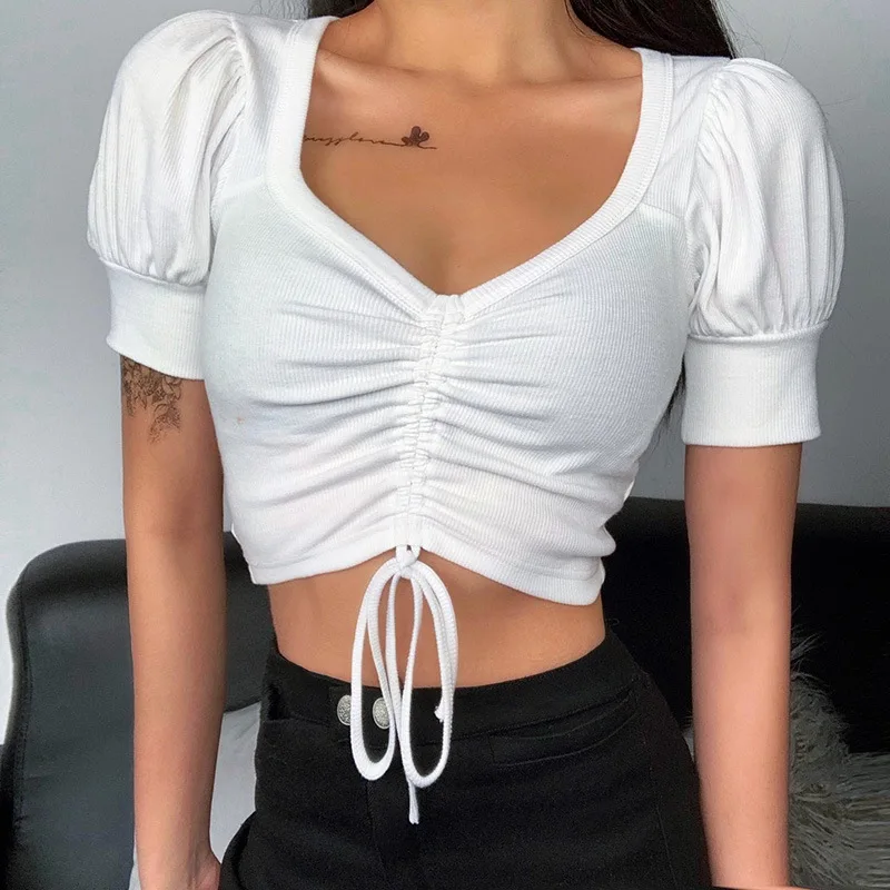 

2020 Spring Long Sleeves Ladies Blouse Sexy Rope Tops Women Shirts Fashion ladies' blouses And tops For wholesales, Black, white, purple , blue