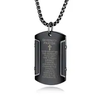 

Stainless Steel Men's Cross Bible Verse IP Black Plated Custom Engraved Prayer DogTag Pendant Necklace