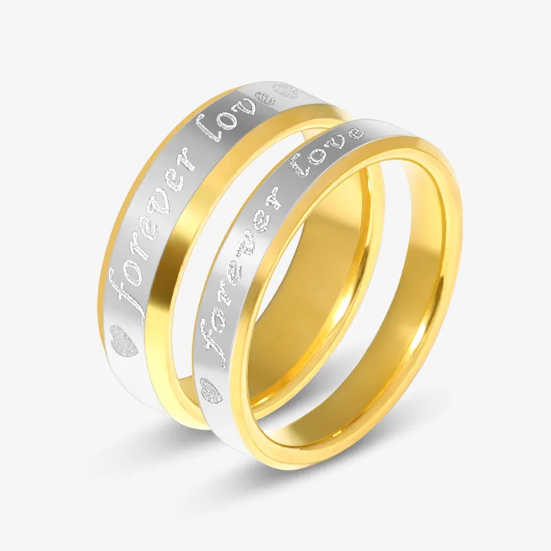 

Eternal Love Women's Finger Ring Titanium and Gold Stainless Steel Couple Ring for Parties Forever Love Symbol