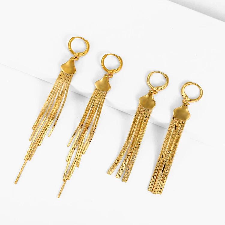 

E-212 Xuping wholesale fashion new gold design jewellery metal women tassels earrings, 24k gold color