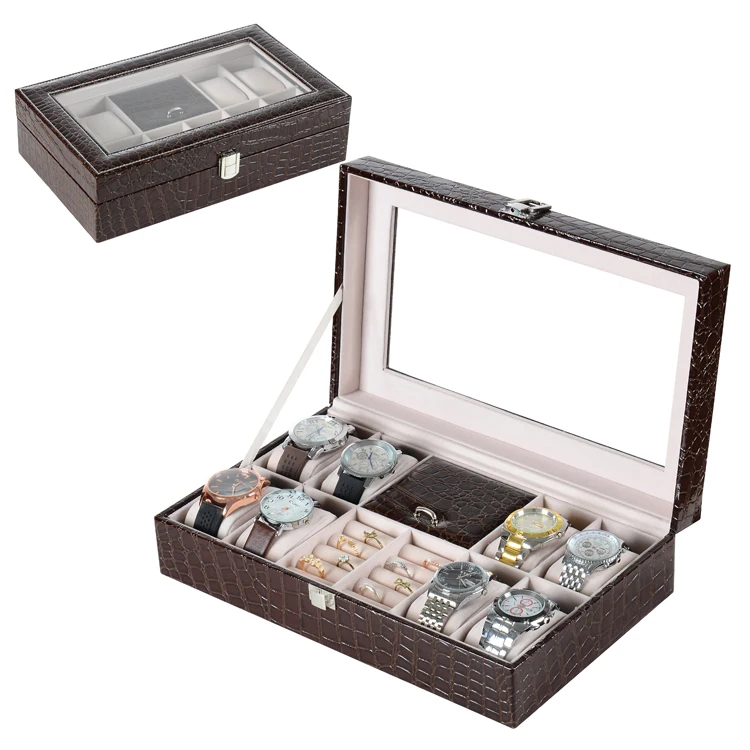 

Custom Jewelry Boxes Set Ring Necklace Earring Bracelet Box Packaging Crocodile Pattern Leather Jewelry Case