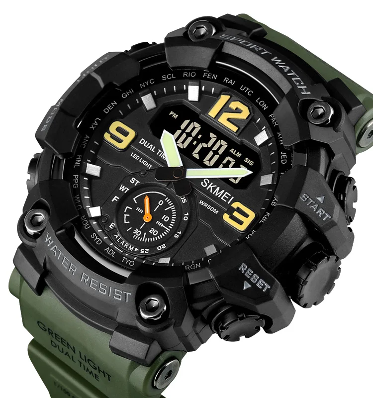 SKMEI 1637 Waterproof Luminous Sports Chronograph Watch Men's Army Camouflage Special Forces Japanese Movement Electronic Watch