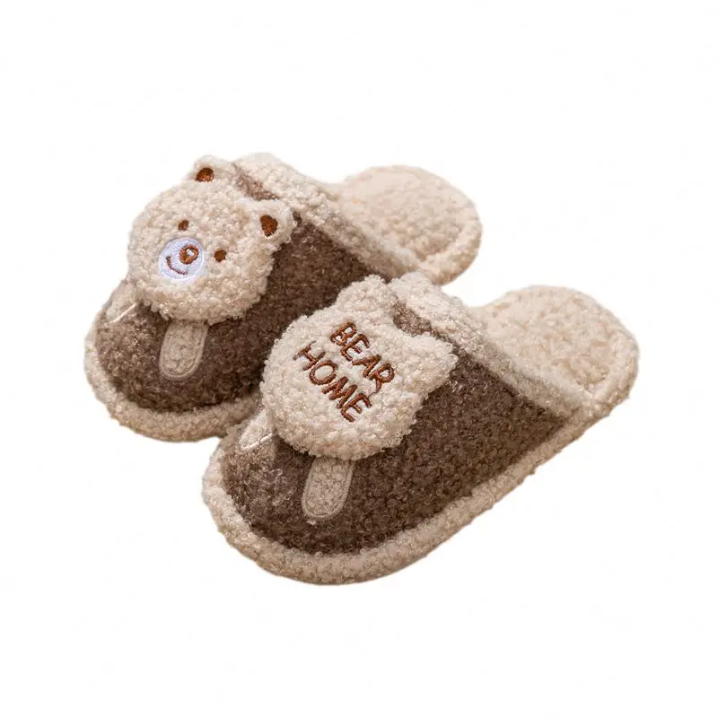 

Wholesale Plush Slippers Fuzzy Fluffy House Fur Plush Teddy Bear Teddy Bear Slippers For Women Girls, As shown