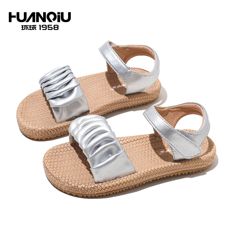 

L36318 HUANQIU BABAYA 2021 Kids Shoe Comfortable Soft Color Lighted Summer Girls Sandals, Gold /silver