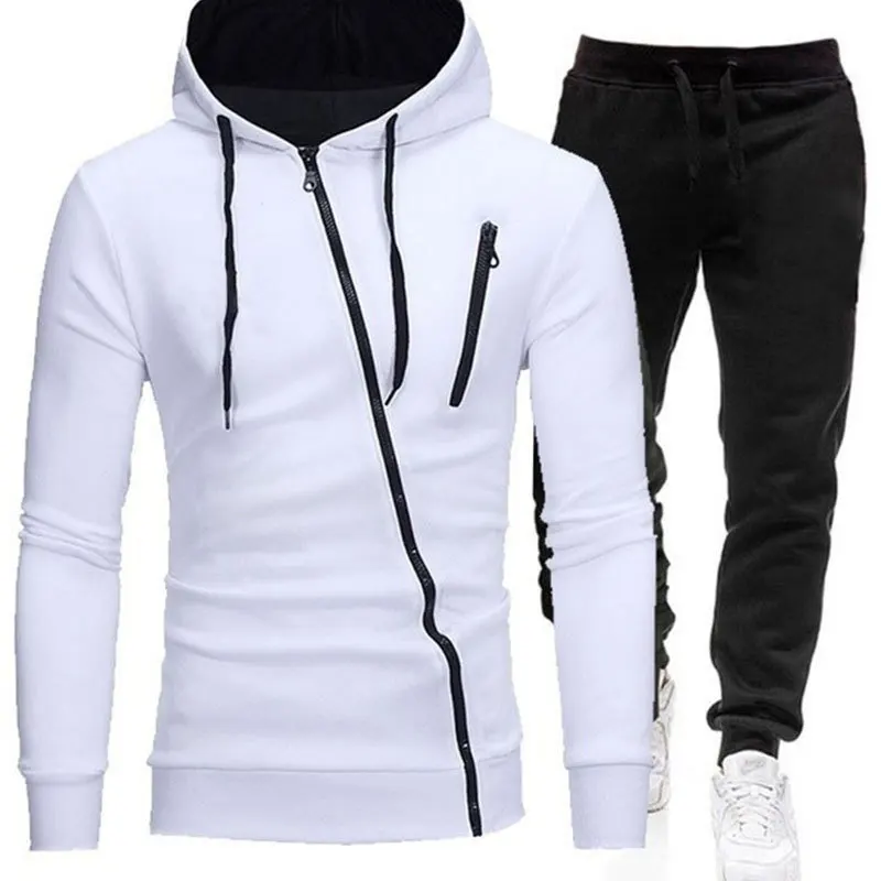 

Custom Logo Men Zipped Hoodies Two Pieces Sportswear Jogging Tracksuit Wholesale Full Sweatsuit, Picture shows