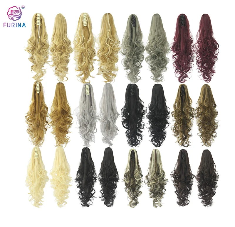 

Hot Selling 26'' blonde European Style Synthetic with claw Ponytail synthetic hair extension, Pure colors/ombre color/ customized colors