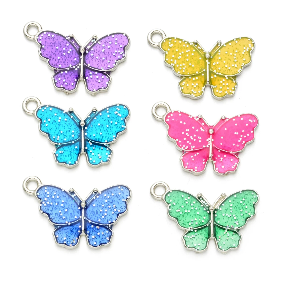 

Fashion color powder Butterfly enamel Connectors Charms Pendant For DIY Jewelry Making Accessories Handmade Findings 25*14mm, Picture