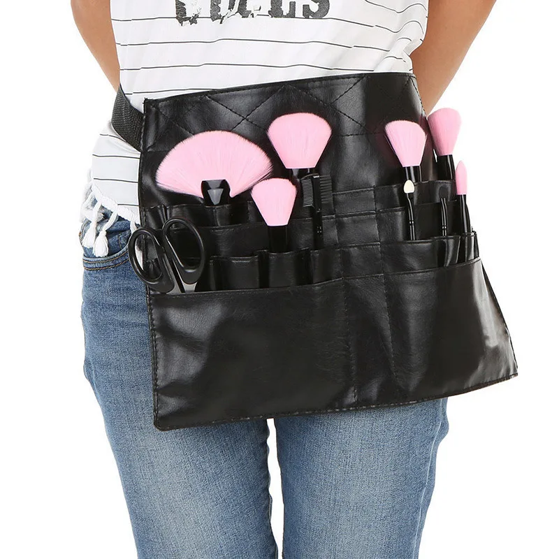 

Yaeshii Wholesale Hot Sale PU Cosmetic Brush Bag Professional Holder Professional 28 Pockets Makeup Brush Belt, Black