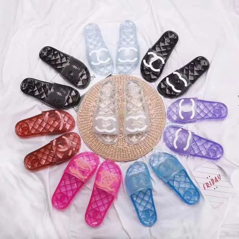 

Fashion Man Shoes slipper Women Luxury Slide Big Size Unisex Slide PVC Plastic Outdoor CC Jelly Shoes Transparent Flat Slipper