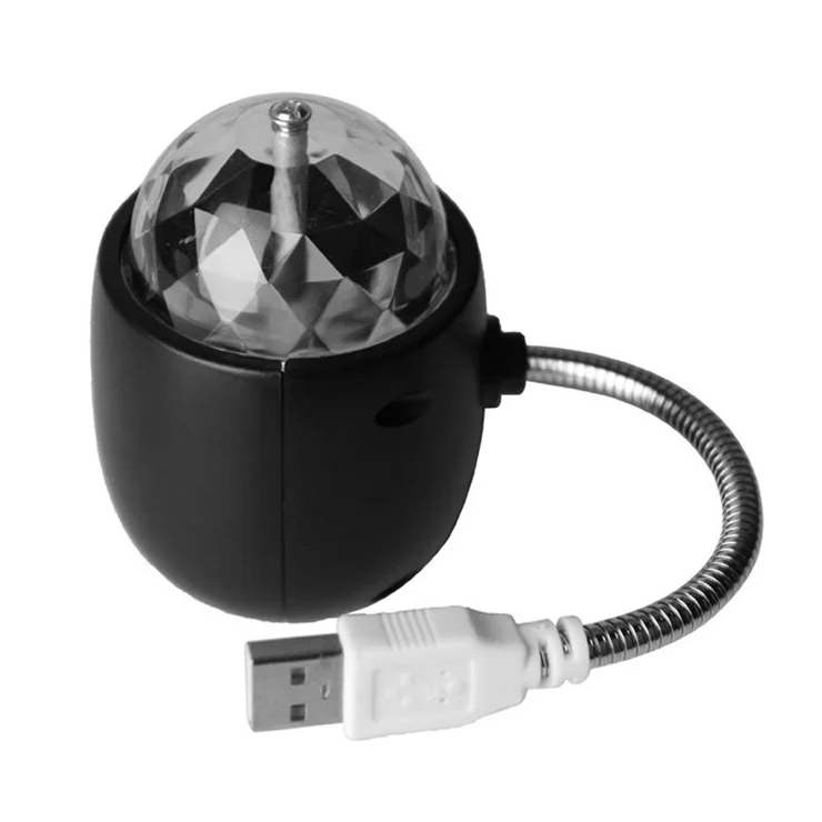 

USB 5V Vehicle Light Laser Flash Colorful Revolving Magic Ball LED USB Stage Light, Black
