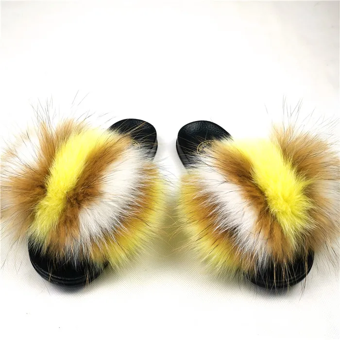 

Factory Direct Wholesale fur slides women fur slippers with strap white fur slides