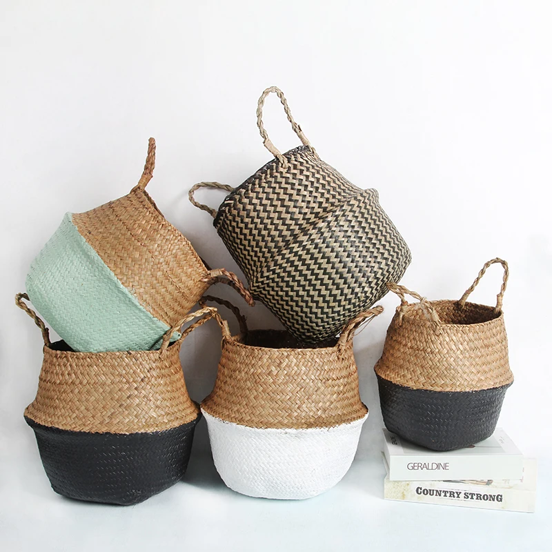 

laundry Seagrass Wicker Hanging Baskets Storage Flower Home Pot panier osier basket for toys