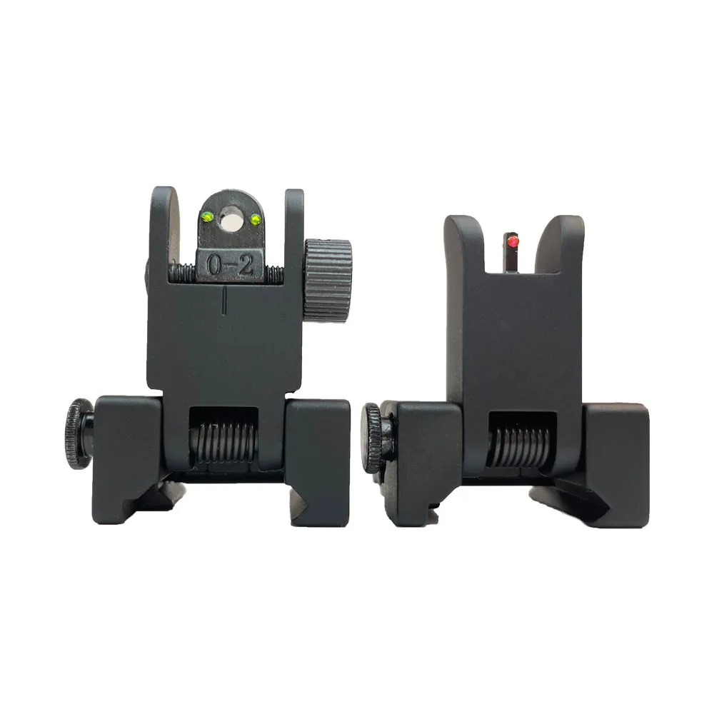 

Metal Fiber Optic Front Rear Iron Sight Set Tactical AR 15 flip up sight for 20mm Picatinny Rails ar15 parts Sight, Black anodized