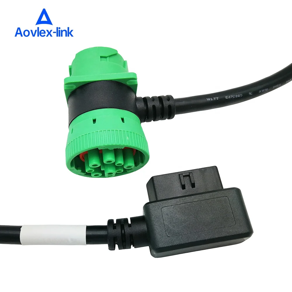 

J1939 9Pin male/Female to 16Pin OBD 2 Female socket Adapter OBD2 Truck Vehicle Diagnostic Cable
