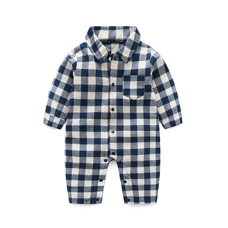 

Spring Autumn 2020 baby leisure turn down collar one piece plaid climbing romper cute baby clothes for wholesale, As pic shows, we can according to your request also