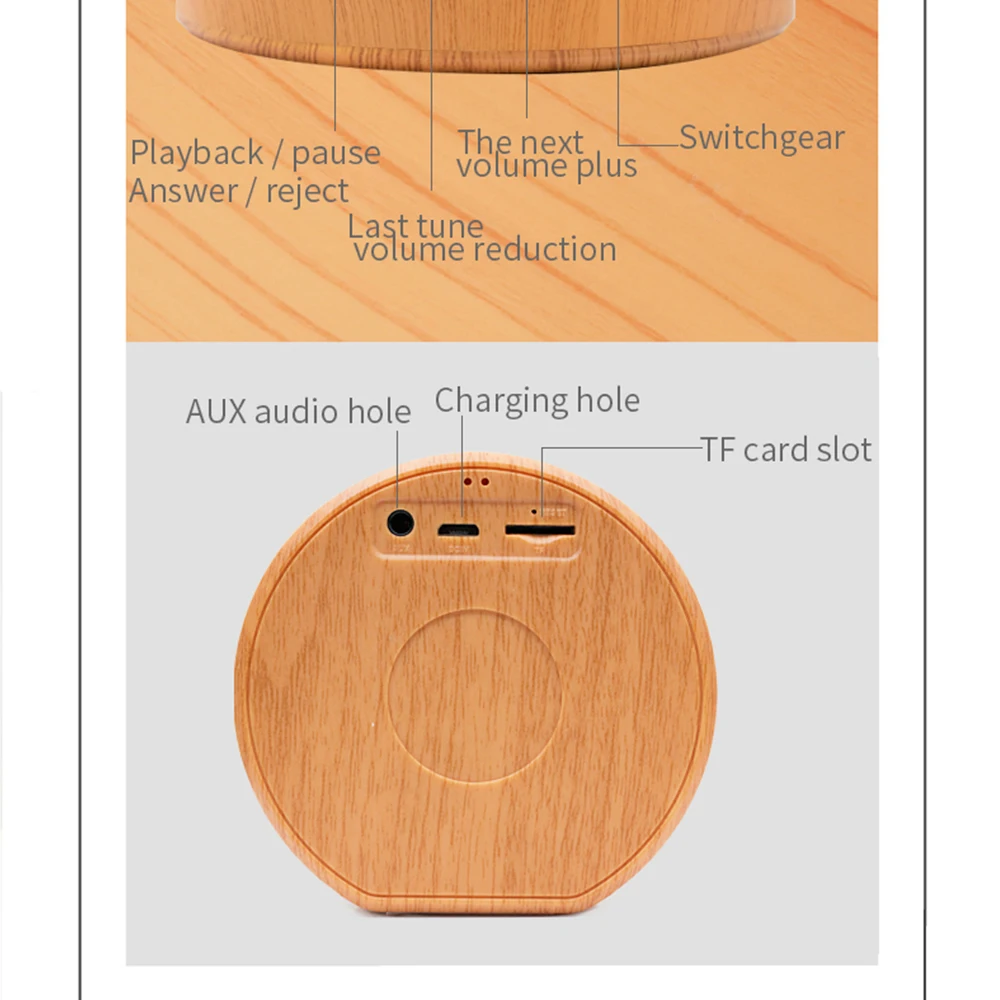 2019 wooden style design bluetooths speaker portable A60 MP3 Player FM Radio Audio TF Card USB Handsfree wood wireless speaker - ANKUX.COM