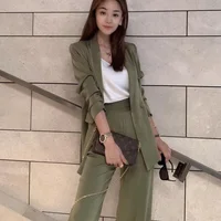 

OEM Long Sleeves Double Breasted Blazer Wide leg Pants Suit Women