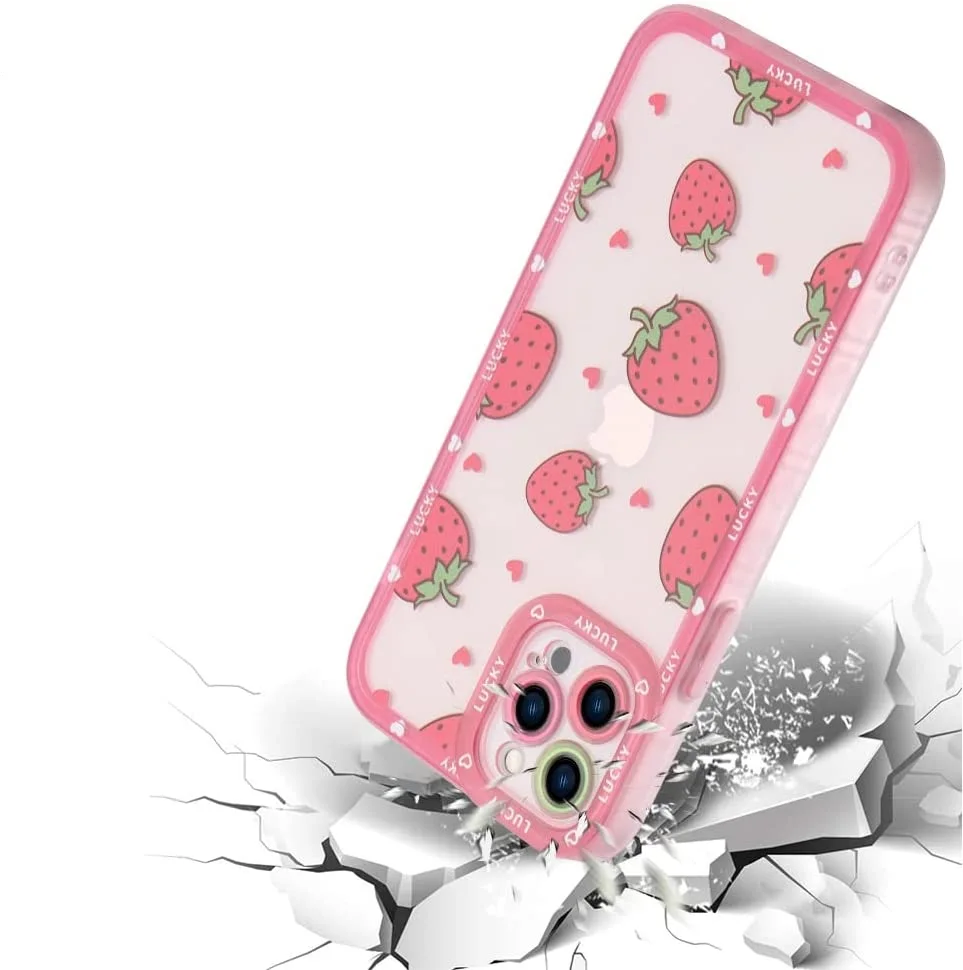 

Amazonfactory price custom design Strawberry Cute Pattern Soft TPU Girls Women phone case for iPhone 13 Case