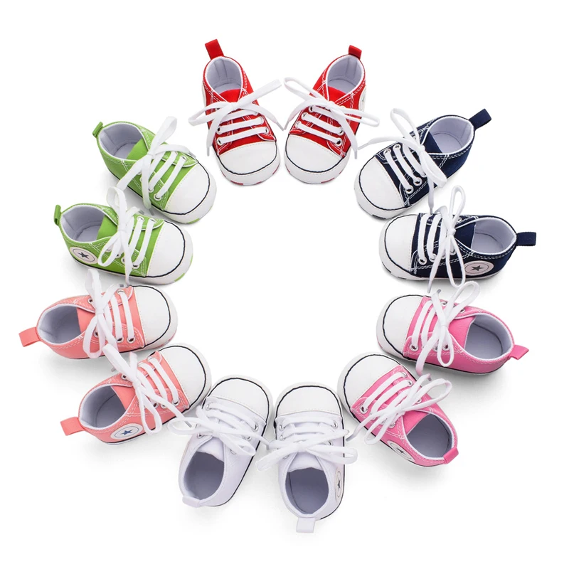 

Baby Canvas Sports Sneakers Shoes Newborn Baby Boys Girls First Walkers Shoes Infant Toddler Soft Sole lace-up casual shoes B1, As photo