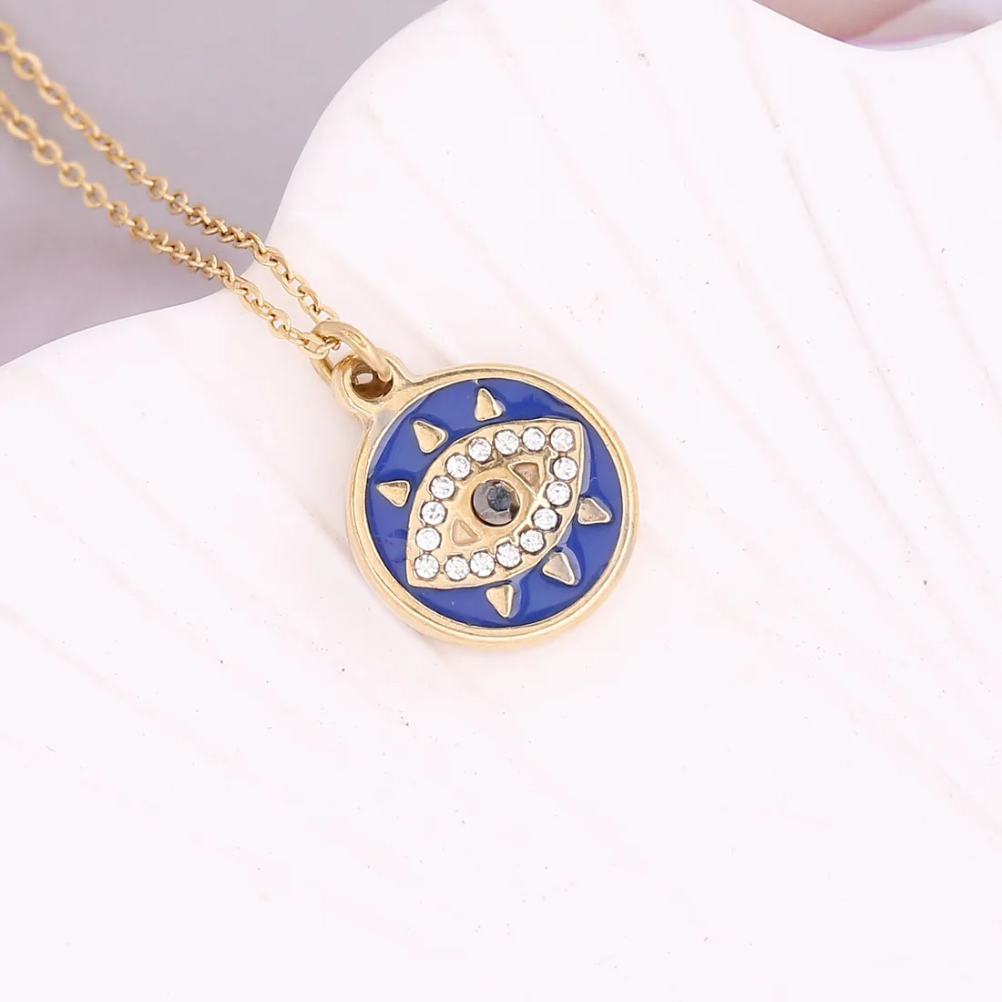 

Drop Oil Eye Pendant Personality Cross Pendant Stainless Steel Necklace