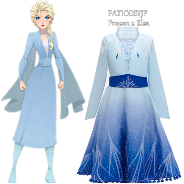 

Girls Princess Costume Set Party Elsa Frozen Dress Princess Elsa 2 Movie Frozen 2 Dress, As picture