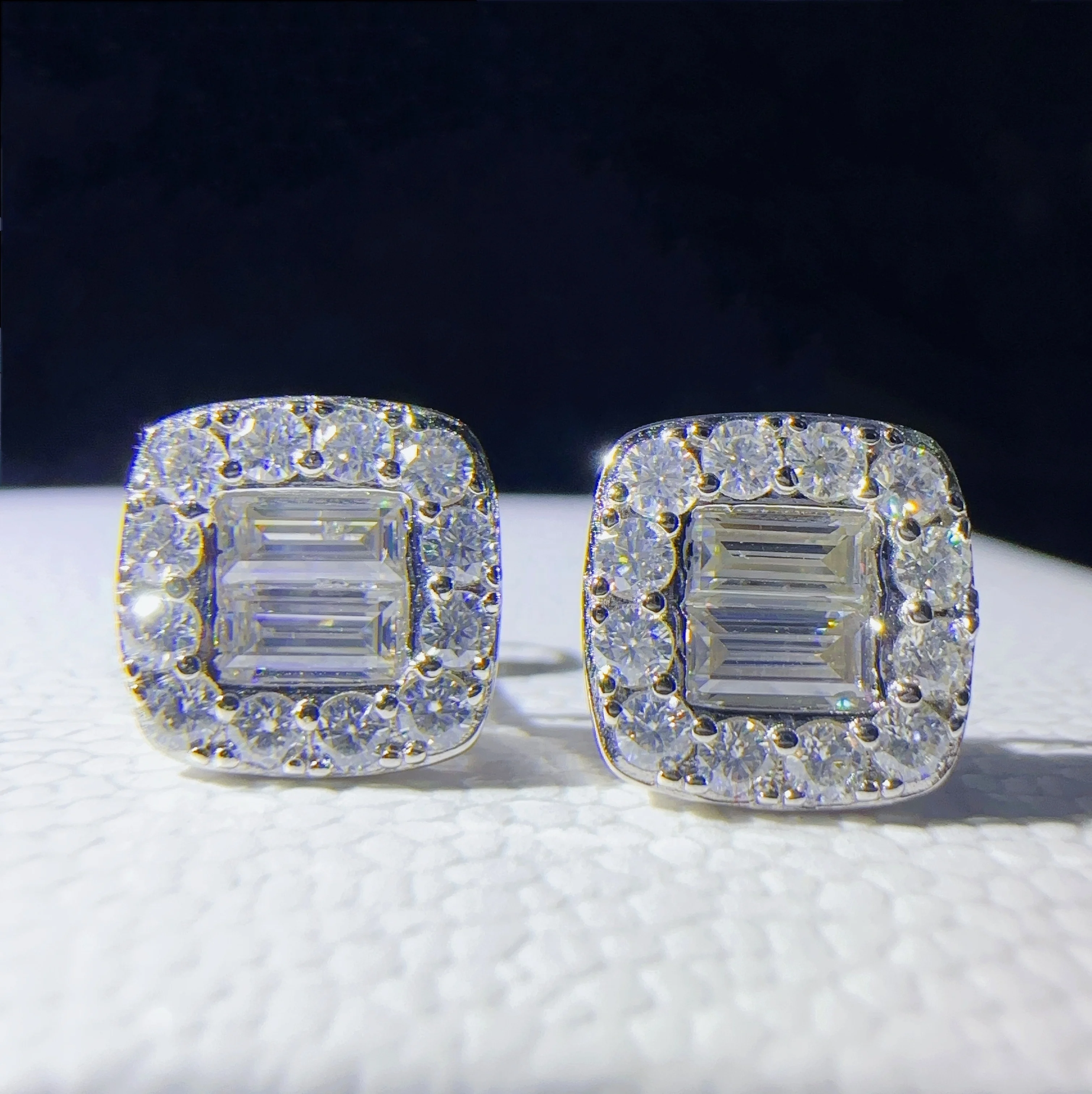 925 Silver Jewelry Fashion hip hop Square Earrings Iced Out Emerald cut moissanite VVS Diamond stud earrings