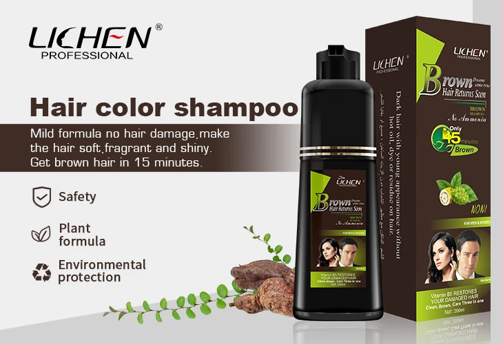 Professional Semi Permanent PPD Free Organic Black Hair Color Shampoo for Natural Black Hair