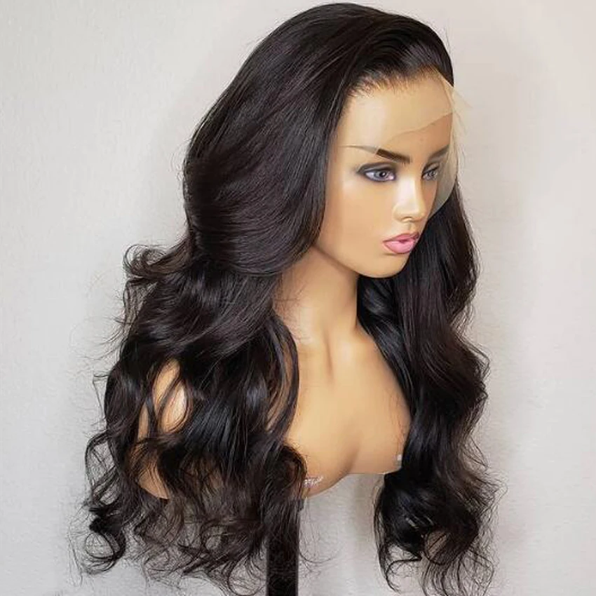 

Factory Wholesale Pre Plucked Body Wave Raw Indian Hair Unprocessed Lace Front Wig Vendors With Baby Hair for Women, Natural color or customized