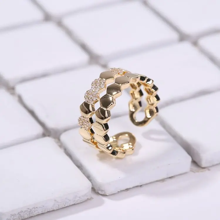

platina copper zircon rings jewelry women adjustable fashion finger zirconia rings